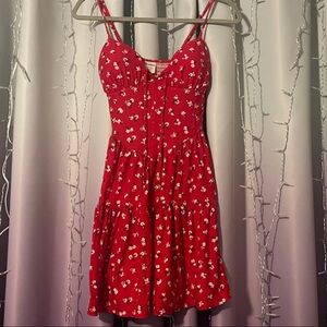 No Boundaries Red Floral Sundress with Spaghetti Straps